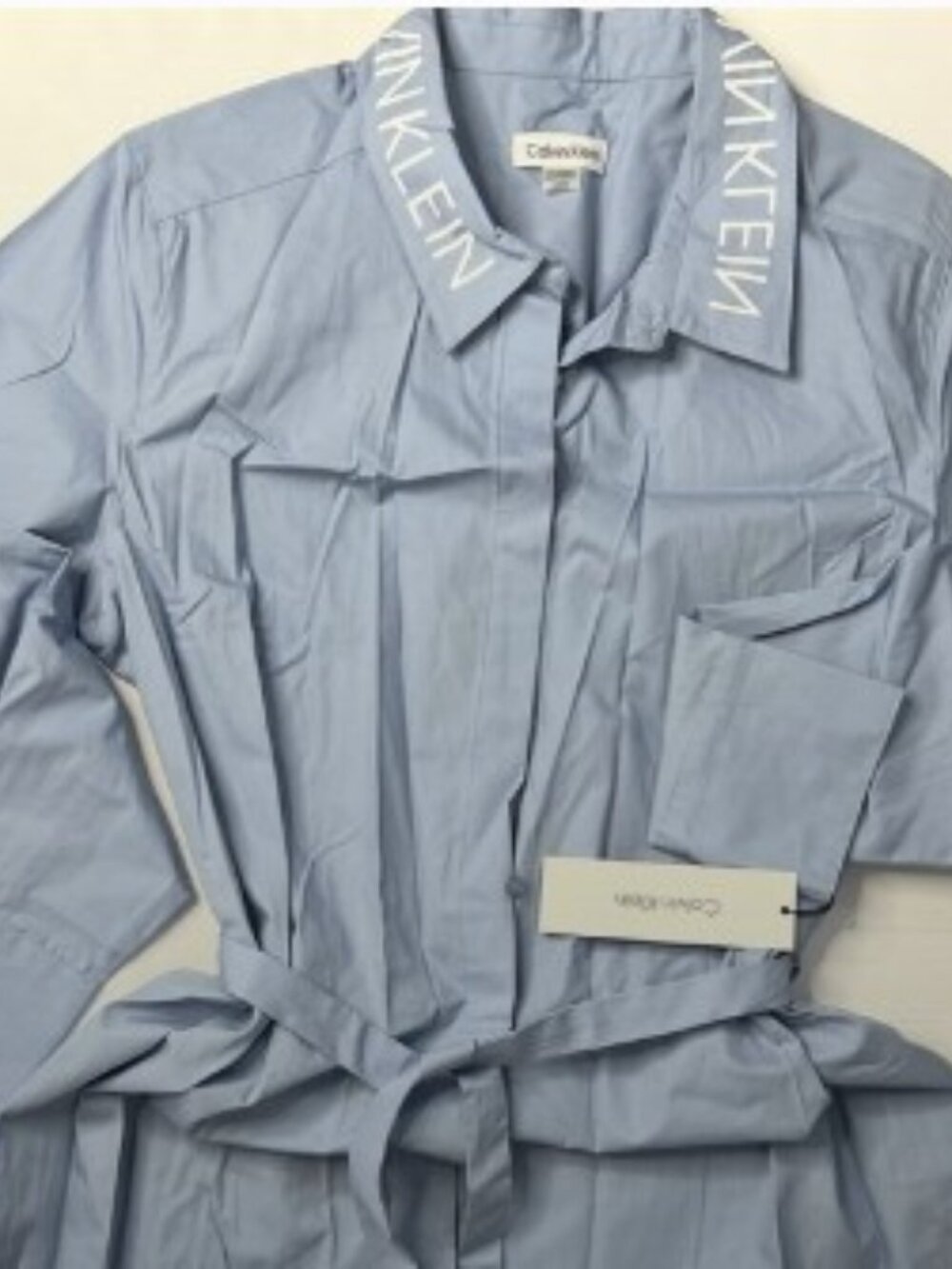 Calvin Klein Woman’s Button Up Shirt Dress Sky Blue